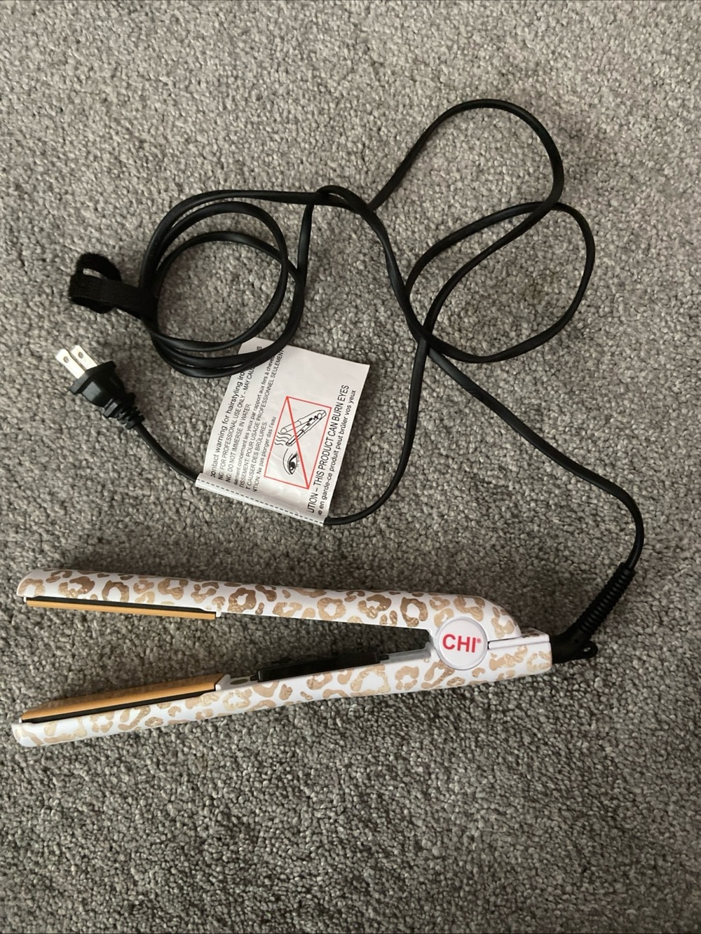 CHI Leopard Print Ceramic Hair Straightener - White & Gold